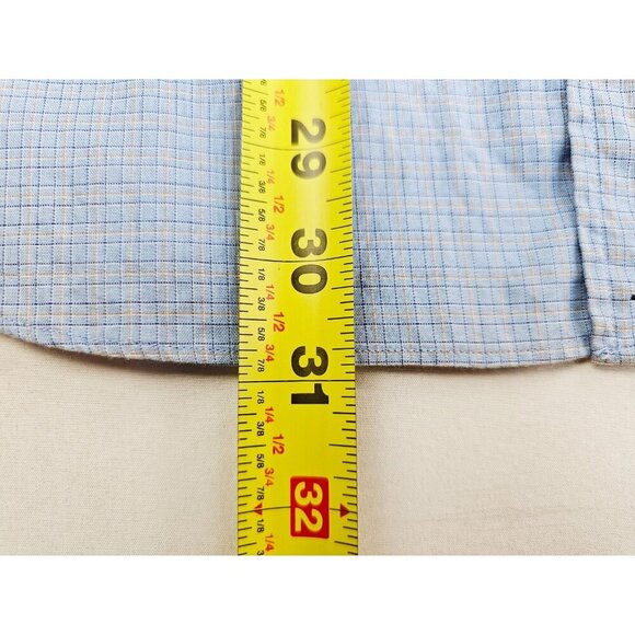 J. Crew Size Small 14.5-15 Mens Blue Orange White Check Long Sleeve Cotton Shirt - Picture 7 of 9